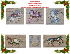RASTRO DE PONIS PINTADOS ~Navidad 2023 ~ Juego de 5 adornos ~ Herradura 20 aniversario - Imagen 1 de 12