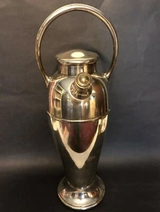 Art Deco Wm Rogers Bros Twist a Mix riesiger 17" Cocktail Shaker 80 Unzen Silber Teller - Bild 1 von 10