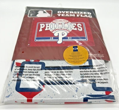Philadelphia Phillies Oversized Two Sided Flag Linen 52" X 36" MLB Baseball - Image 1 of 4