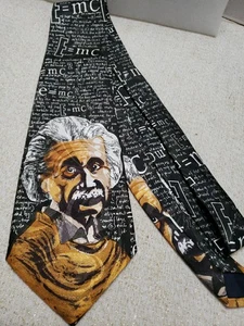FRATELLO ALBERT EINSTIEN Herrenkrawatte schwarz bedruckt handgefertigte Krawatte 58"x3,5" - Bild 1 von 5