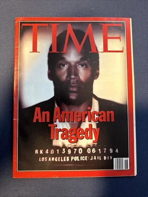 OJ Simpson TIME MAGAZINE June 27, 1994 Mugshot An American Tragedy, No Label Foto 1 de 4