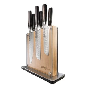 Baccarat Damashiro Emperor Shi Knife Block 7 Piece 23.5X26.7X8.8cm 100% Bamboo - Picture 1 of 6