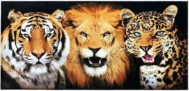 Toalla de Playa 30"x60" Tiger Lion Jaguar 100% Algodón Hecha en Brasil Foto 1 de 1