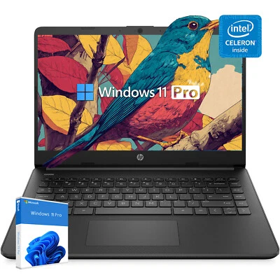 HP 14" Laptop 4 core Intel Celeron N4120 UPTO 16GB RAM 384GB UFS Windwos 11 Pro - Image 1 of 4