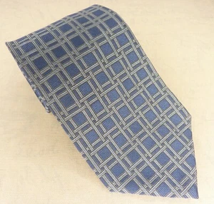 Hickey Freeman Collection Tie Blue Squares Geometric 100% Silk Handmade USA 58X4 - Picture 1 of 7