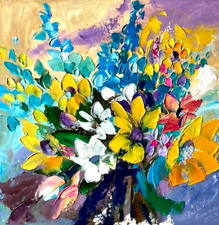 ORIGINAL Oil Painting Floral Artwork Sunflower  Still Life Texture Flower 3D FL