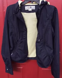 Women's Large Black Jolt Jacket Windbreaker Hooded Yellow Mesh Lining - Picture 1 of 9