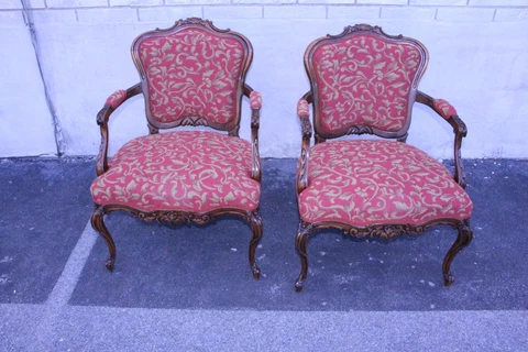 Fabulous Antique Pair of Country French Walnut Bergere Chairs, New Upholstery Cover