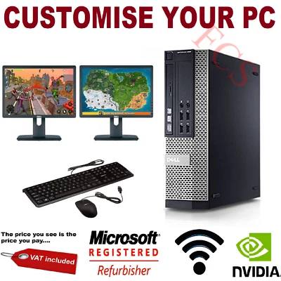 ULTRA FAST Gaming PC Bundle Intel Core i7 8GB 1TB Windows 10 GT710 DUAL SCREEN - Image 1 of 4