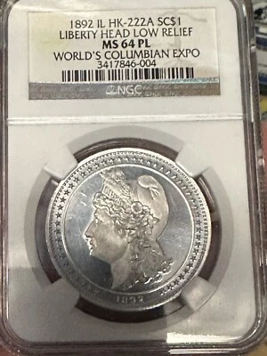 1892 Liberty Head Low Relief Worlds Columbian Expo So Called Dollar - NGC MS64 - Image 1 of 2