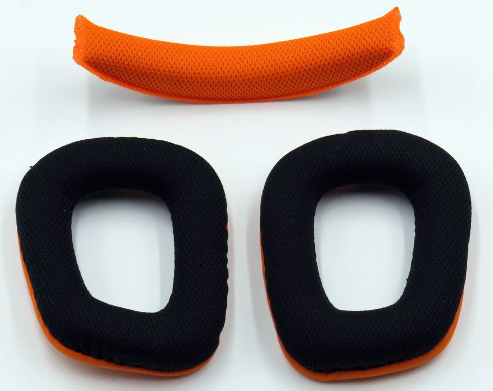 Polster-Set schwarz/orange für Logitech Headset G231, G430, G432, G930, G230 - Bild 1 von 4