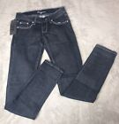 Polyjeans Women's Low Rise Skinny Jeans, Bedazzled Pockets, Blue **NWT**