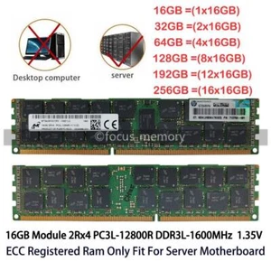 Micron 16GB/32GB/64G DDR3-1600MHZ PC3L-12800R 2Rx4 REG ECC Server Speicher 1.35V - Bild 1 von 15
