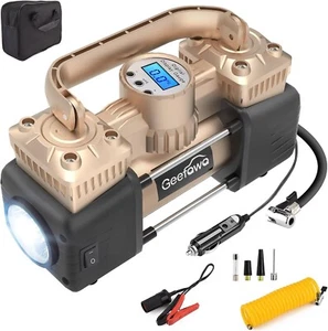 Air Compressor Portable, 12V DC Tire Inflator Double Cylinders 150PSI Auto-OFF - Picture 1 of 7