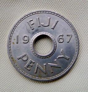 COIN: FIJI ONE PENNY 1967. NICKEL. QUEEN ELIZABETH 2ND - Picture 1 of 2