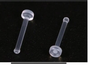 2 x clear nose bone retainer stud with 2 mm disc 20 gauge o.8 mm in - Picture 1 of 1