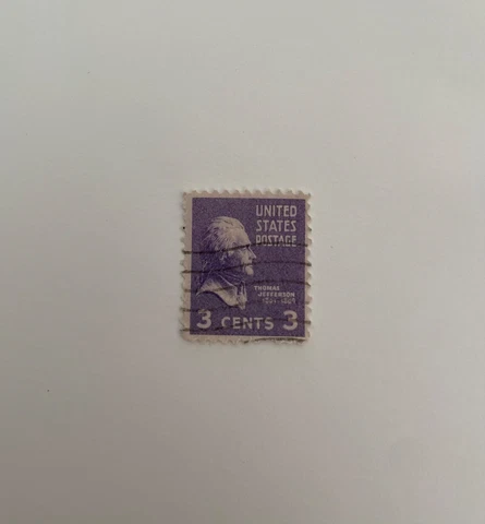 Thomas Jefferson 3 Cent Used Rare STAMP Purple Color US 1938 Scott # 807 Cover