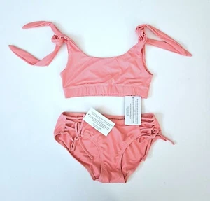 Well Dressed Wolf Wildling NWT XS Juniors Coral Tie Top Bikini Swim LA1-320 - Picture 1 of 2