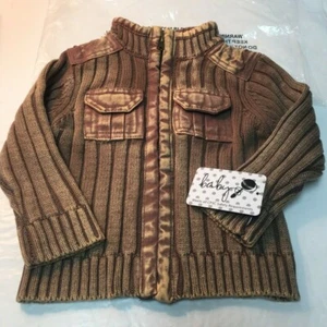 6-12 Months Full Zipper Front Pocket Sweater Brown New with Tags!   - Picture 1 of 11