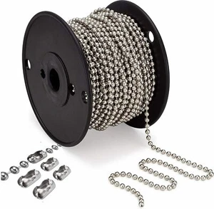 No. 6 VerticalBlind Beaded Pull Control Chain Metal Sold By Meter+With Connector - Picture 1 of 4
