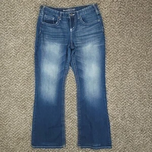 MAURICES Womens 5/6 Short Mid Rise Embroidered Bootcut Denim Jeans 30 x 30 - Picture 1 of 11