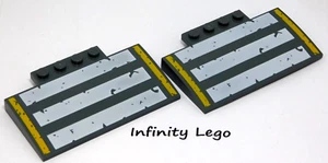 2 LEGO Dark Grey Slope Curved Plate 5x8x2/3 Printed White road steps 15625 - Picture 1 of 2