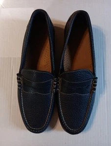 G.H. Mocasines de cuero azul marino Bass & Co hechos a mano Weejuns talla 10 - Imagen 1 de 13
