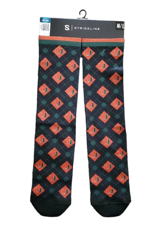 Miami Hurricanes Dress Socks Strideline Licensed NCAA Wear Cover