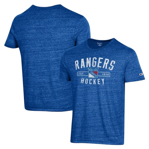 Men's Champion Heather Royal New York Rangers Tri-Blend T-Shirt XL Cover