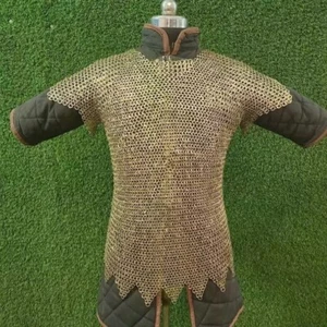 9mm Flat Zig Zag Medieval Chainmail Shirt - Historically Accurate Brass Plated - Picture 1 of 3