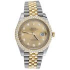 Mens Rolex Datejust 41 Champagne Diamond Dial Watch 126333 Honeycomb Bezel 4 Ct