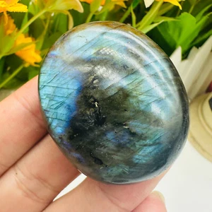Natural Labradorite Quartz Crystal Polished Palm Stone Ore Specimen Healing 1PC - Bild 1 von 9