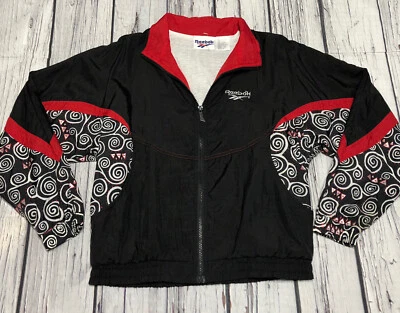 Rare Vintage 90s Black Reebok Windbreaker Jacket Womens Size Small Full Zip - Image 1 of 4