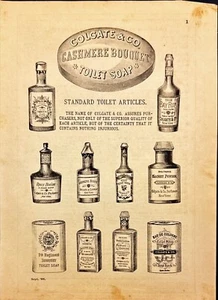 Colgate & Co Toilet Soap Cashmere Bouquet Antique Print Ad 1888 - Picture 1 of 6
