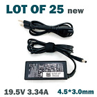 Lot Of 25 New Genuine Dell 65W Ac Power Adapter 19.5V 3.34A 4.5*3.0Mm W/P.Cord