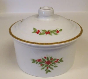 Gorham Festliche Stechpalme bedeckt Keksdose Goldrand Neu in Box - Bild 1 von 6