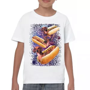 Space Weiners Youth T-shirt Fun Dachshund Hot Dog Animal Lover Pet Owner Kids - Picture 1 of 50