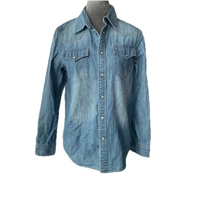 Camisa de mezclilla vintage Polo Ralph Lauren perla a presión para mujer talla grande occidental Foto 1 de 4