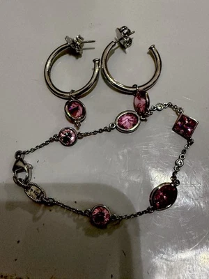 Juego Topacio Rosa Judith Ripka - Pulsera Y Pendientes Pulsera Colgante Talla 7 Nuevo con Etiquetas Foto 1 de 4