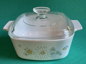 VTG Corning Ware A 1 1/2 B Floral Bouquet 1 1/2 Qt Casserole w/clear lid - Picture 1 of 2