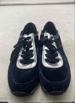 Michael Kors Womens Allie Blue Silver Lace Up Low Top Sneaker Shoes Size 7.5 - Image 1 of 4
