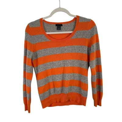 Suéter Only Mine Naranja Gris Rayas 100% Cachemira Cápsula Preppy Mujer Grande Foto 1 de 4