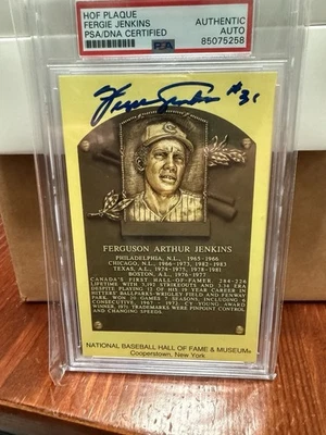 FERGIE JENKINS Signed Hall of Fame HOF Plaque Post Card PSA Slabbed - Image 1 of 3