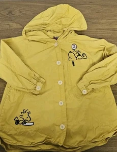 ZARA PEANUTS SNOOPY WOODSTOCK MUSTARD YELLOW JACKET COAT GIRL 8Y - Picture 1 of 5