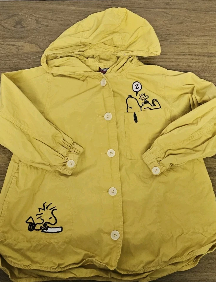 ZARA PEANUTS SNOOPY WOODSTOCK MUSTARD YELLOW JACKET COAT GIRL 8Y - Image 1 of 4