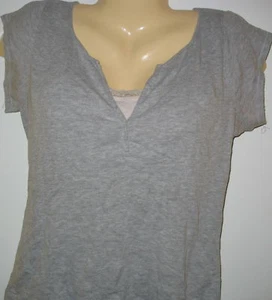 ENERGIE - GRAY WITH BEIGE LACE INSERT AT NECK TOP - JUNIOR XL - Picture 1 of 1