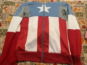 Captain American Hoodie Half-Mask Full Zip Cosplay Hoodie Unisex Adult Small - Picture 1 of 3