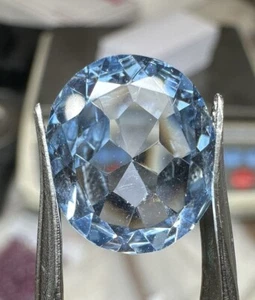 Vintage 7.50 Ct + FINEST LAB GROWN CREATED Oval Aquamarine 14mm X 12mm ๐ - Picture 1 of 4