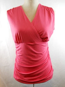 Alfani pink sleeveless V-neck top with ruching around bottom half of top - Picture 1 of 5
