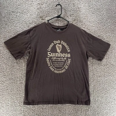 吉尼斯衬衫成人特大号棕色短袖棉质休闲啤酒标志男式 — 第 1/4 张图片